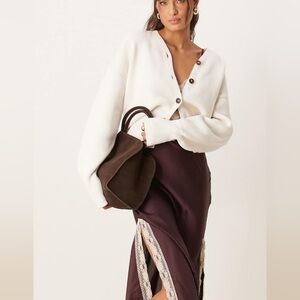 NWOT ASOS Cream Button-Up Knit Cardigan